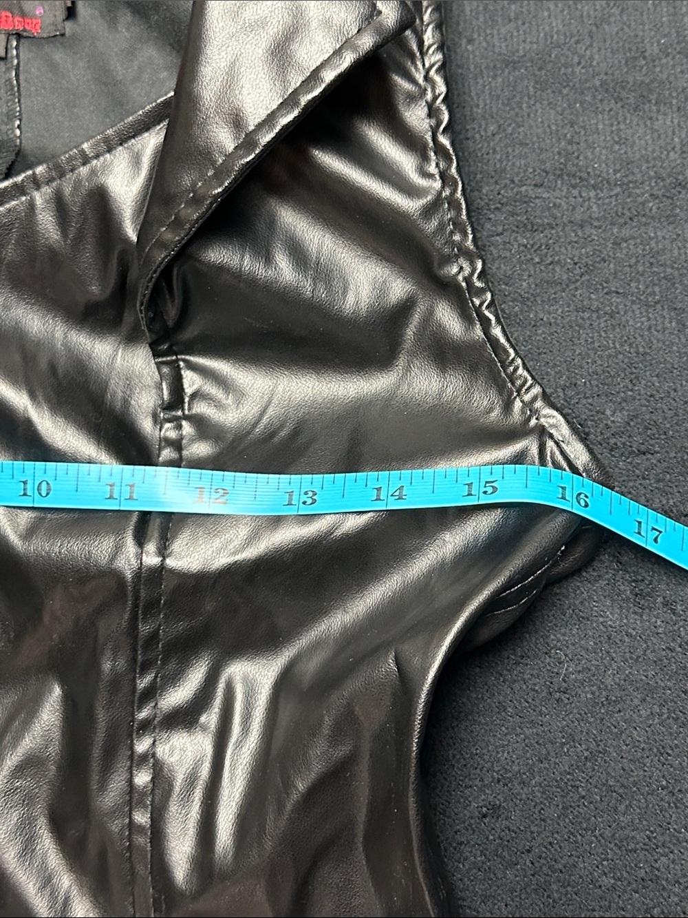 TRIPP NYC Sleeveless Faux Leather Goth Collared Snap Front Dress - Black, Small - Picture 4 of 11